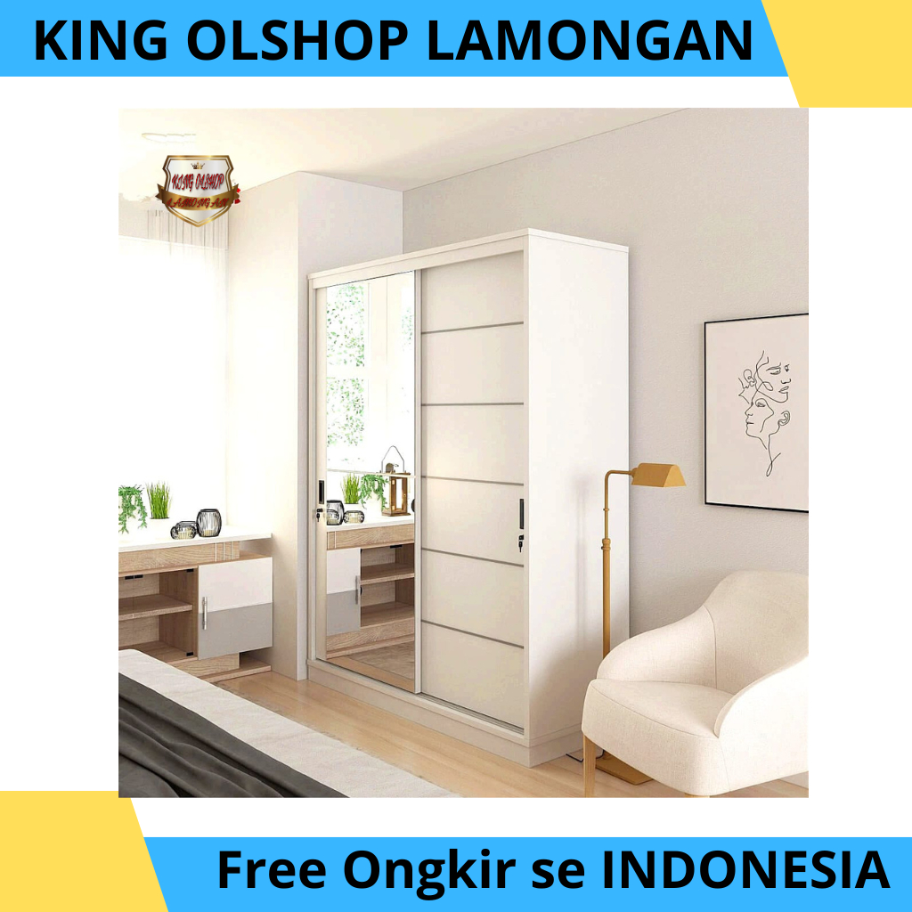 Lemari Pakaian Olympic Sliding WSD Palazio White [LAMONGAN]