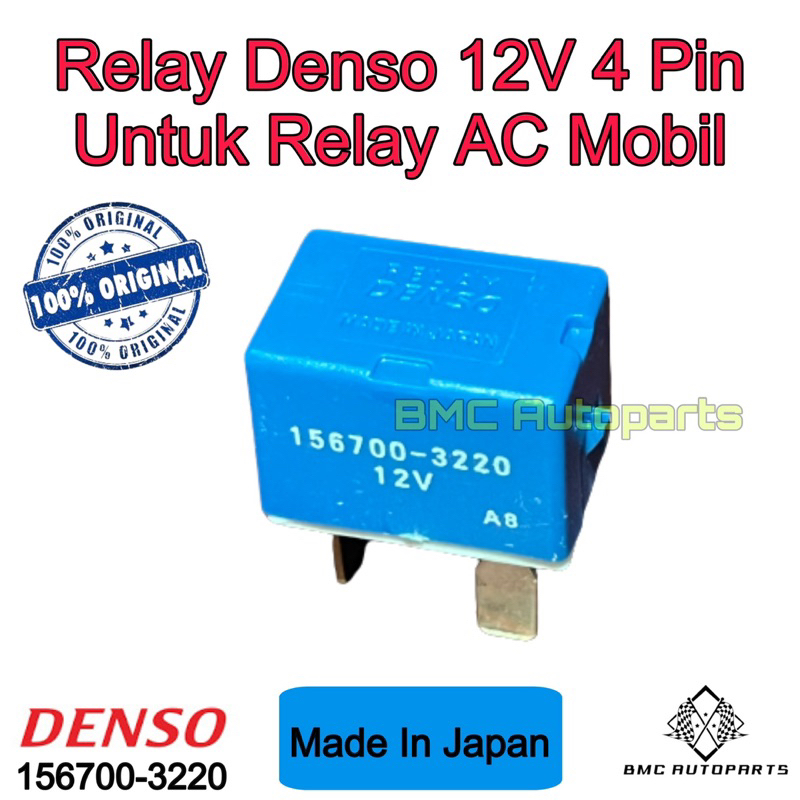 Relay Mini Denso 12 Volt 4 Pin / Kaki Untuk AC Mobil 12V Universal
