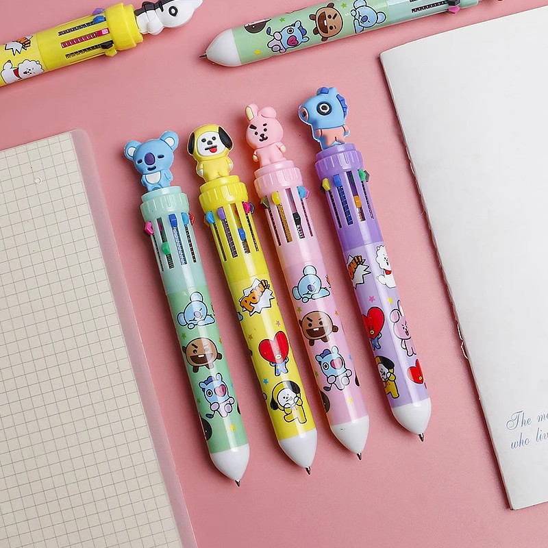 

Pena Ballpoint Pulpen 10 Warna Bangtan Boys pena Warna Warni karakter Lucu