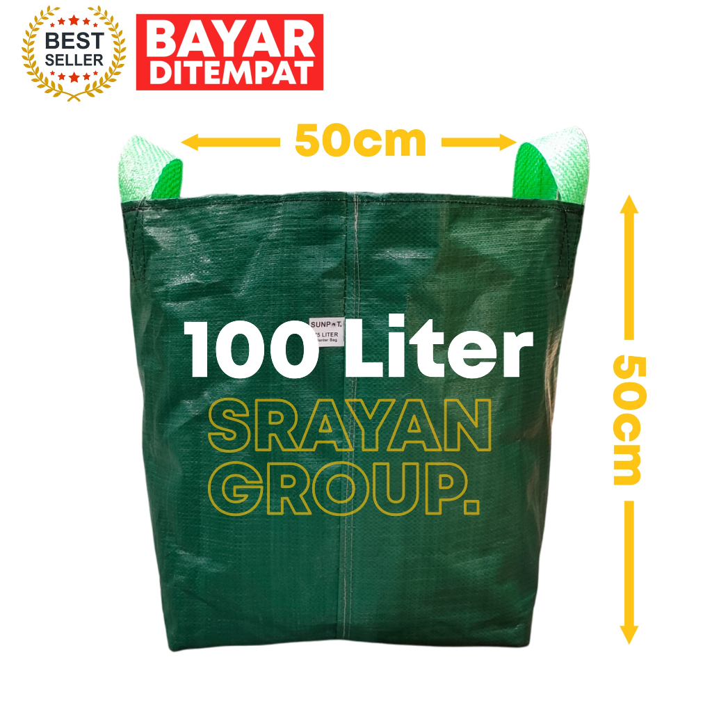 PLANTER BAG HIJAU 100 LITER BAHAN SUPER PREMIUM 200GSM