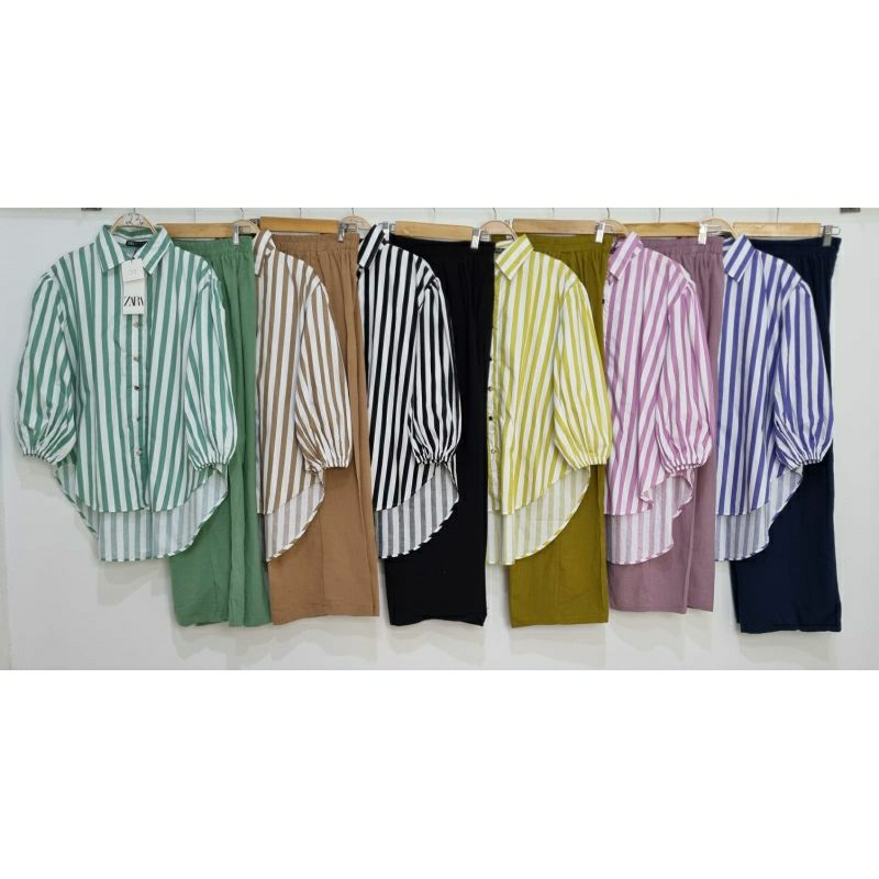 Set juita//One set zara//Set salur//Setelan salur//Setelan celana//One set wanita//Set celana//Setce