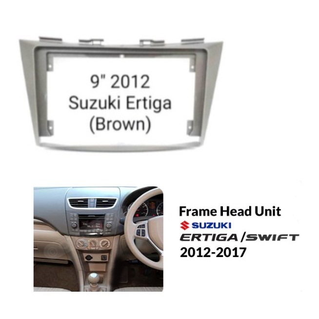 Frame Head Unit Android 9 inch Suzuki Ertiga 2012 - 2017 Brown