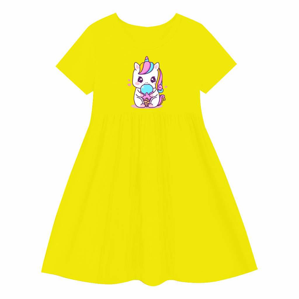 Lexander Daster Anak kerut Motif Unicorn Blue Ball Dress Anak Perempuan 1 sampai 11 Tahun