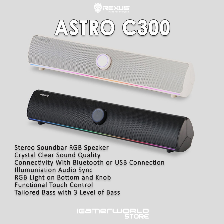 Rexus Astro C300 RGB USB Bluetooth Soundbar Speaker