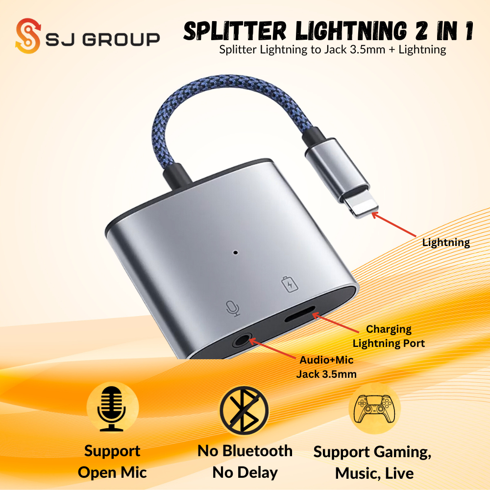 Splitter Lightning to Jack 3.5mm and Lightning Iphon Converter DAC AUX On Mic Audio Soundcard MH380