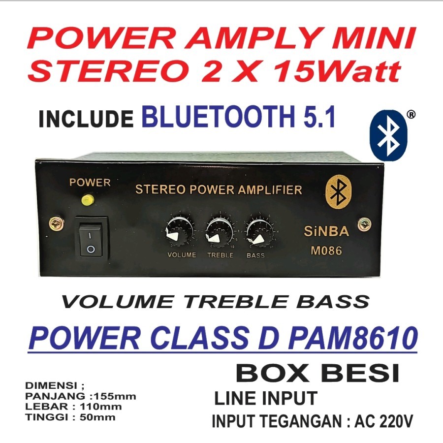 JADI POWER AMPLI MINI STEREO 2x15w PAM8610 PAM 8610 BLUETOOTH