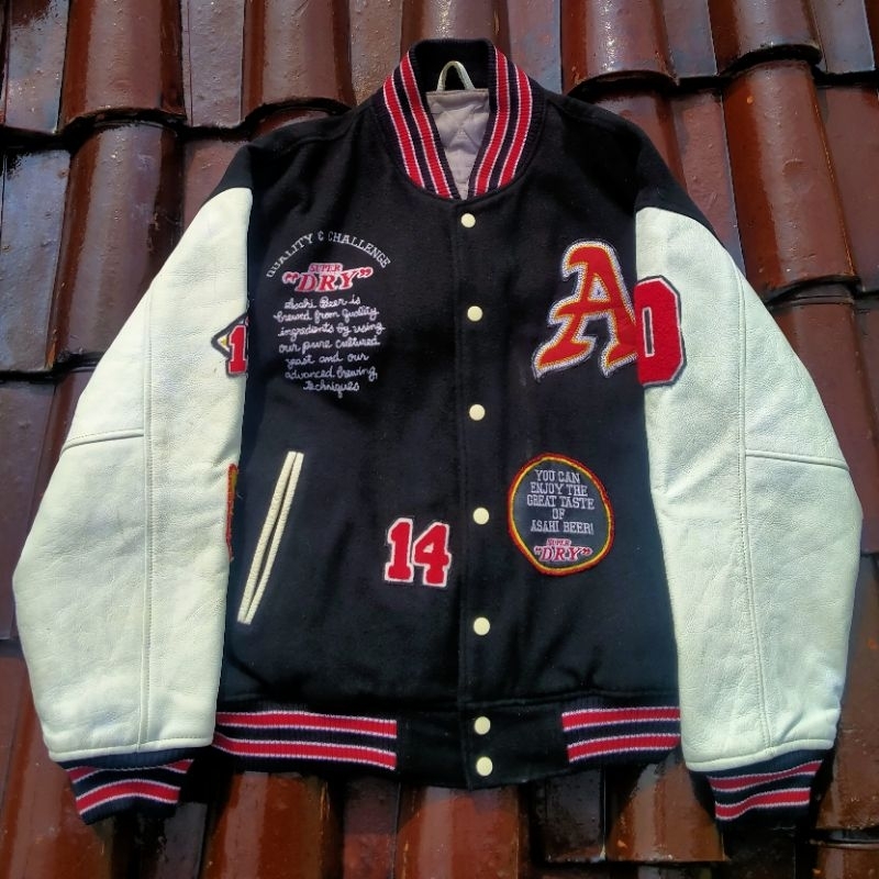 Vintage Superdry Asahi Varsity Leather Jacket