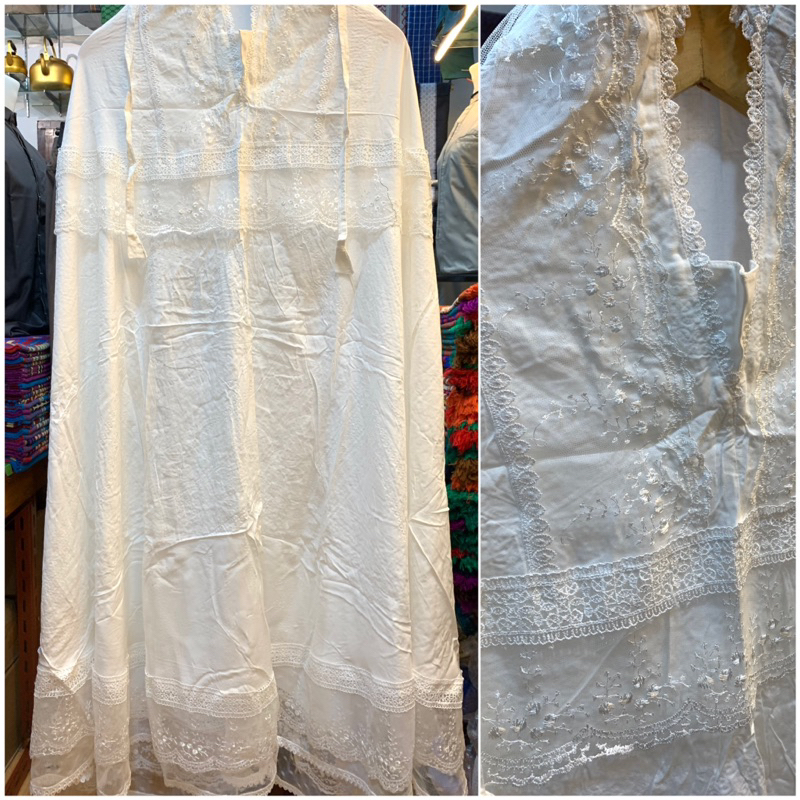 Mukena Putih Dewasa Rayon Shireen Tile Renda Gyper