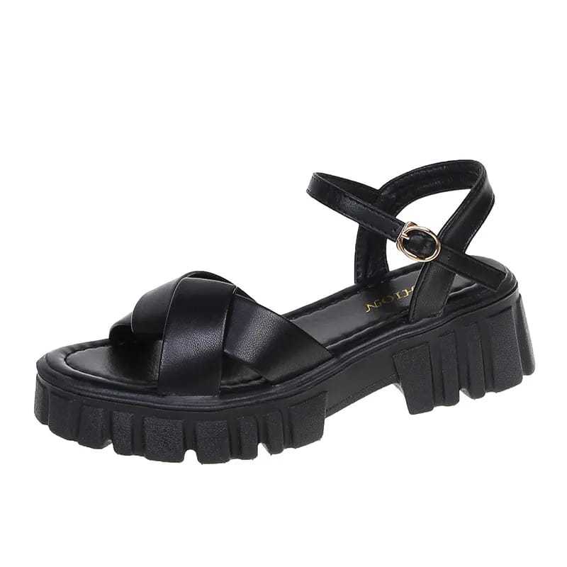 GVN BANDUNG Sendaal Wedges Wanita Tali Lilit Polos Kombinasi Pengait AL 022