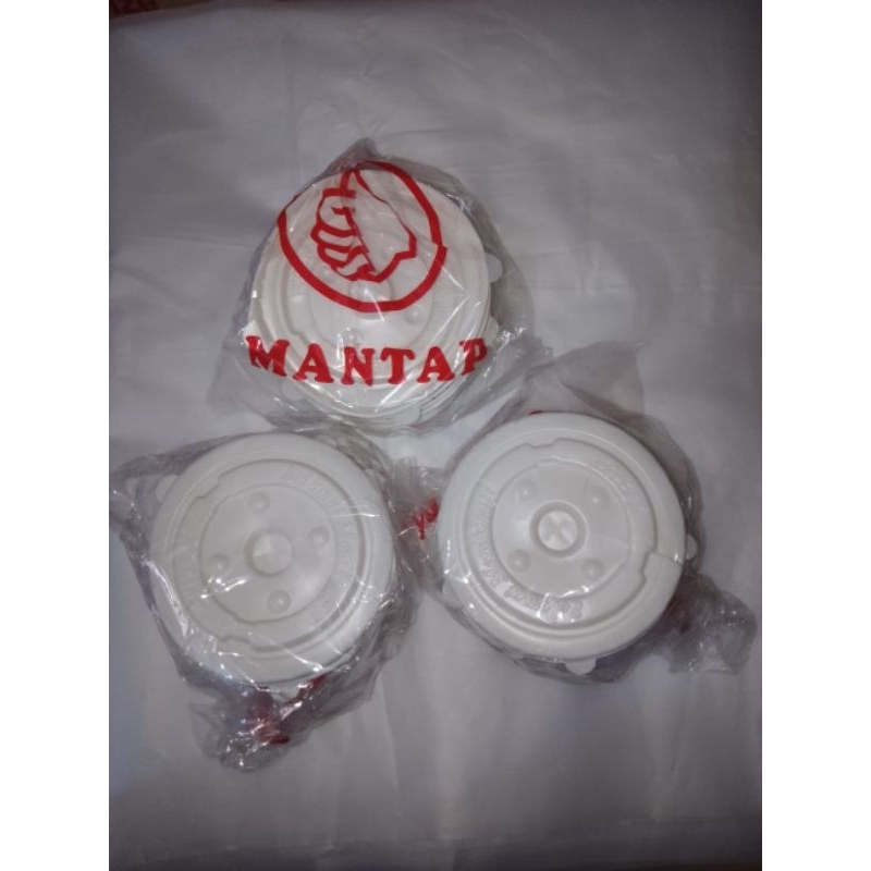 Tutup datar putih susu / tutup cup isi 50 pc / cup mantap / cup sealer / sealer cup / tutup cup