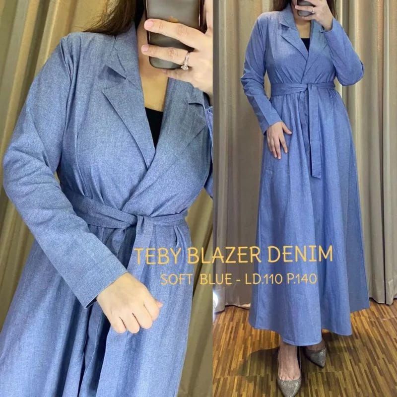 aisyahproduk | Teby Blazer Denim original | blazer soft katun denim | long blazer