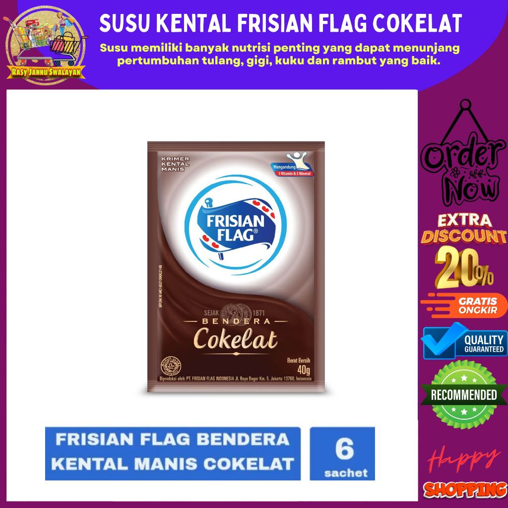 

Frisian Flag Susu Kental Manis Sachet Cokelat 40g 1pack(6pcs)