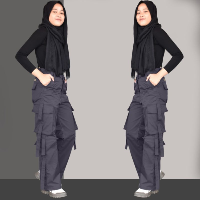 Multipocket Cargo Pants- Cargo Pants Wanita Highwaist