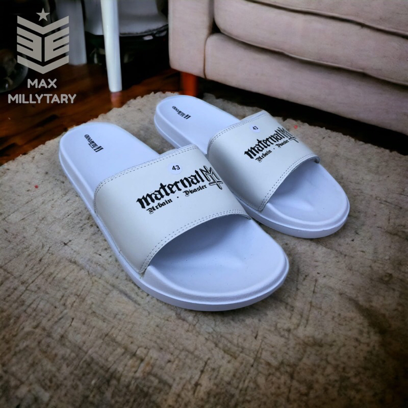Sandal Selop Pria Dan wanita Sandal Slide Distro Terlaris Maternal White