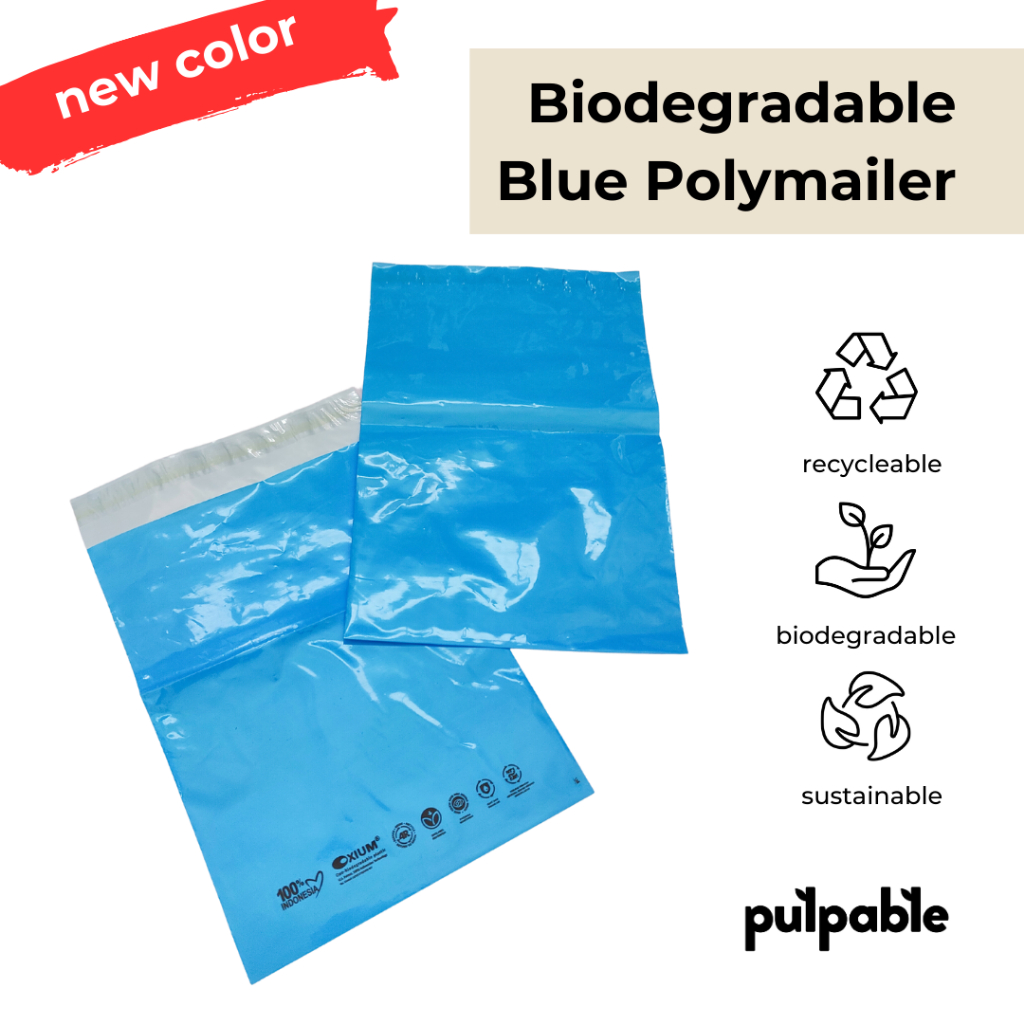

Blue Biodegradable eco friendly polymailer - Mailer biru ramah lingkungan 50 pcs