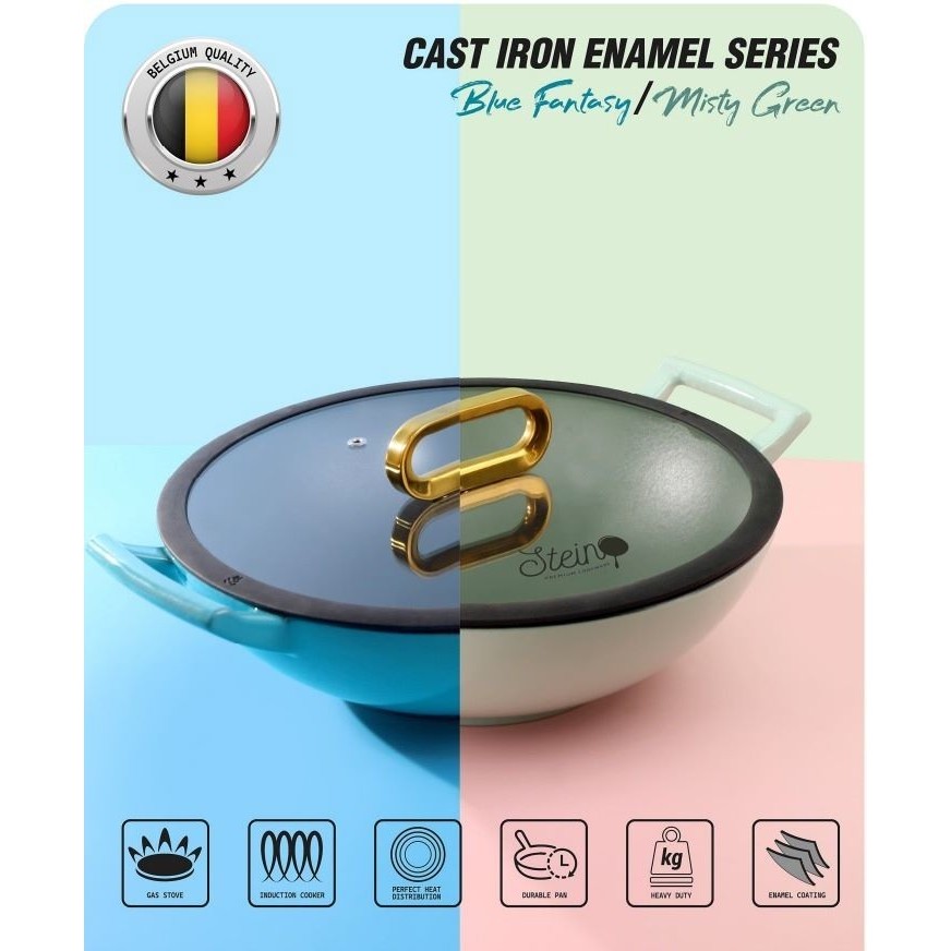Stein Cookware Cast Iron Enamel Belgia Wok 30cm