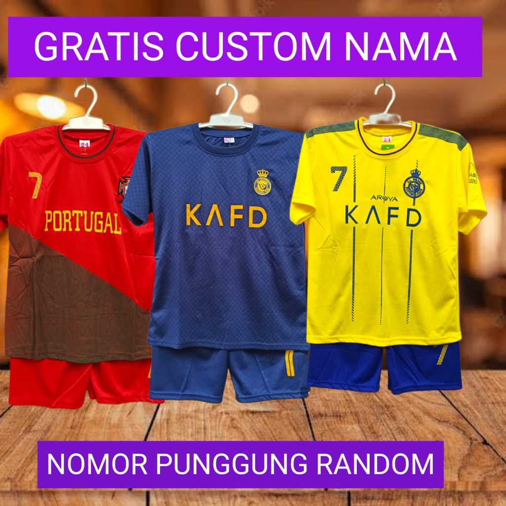 baju bola anak ronaldo portugal/baju bola ronaldo/baju al nassr/baju portugal anak usia 5-12thn