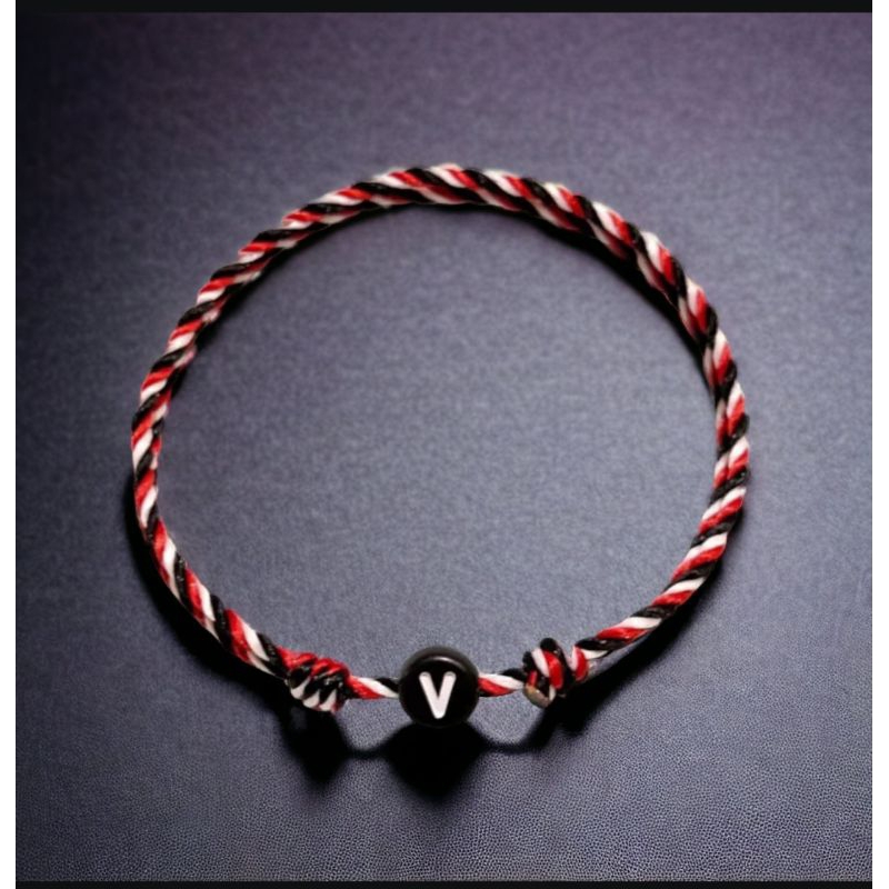 Gelang Tridatu Inisial Huruf Asli Bali Ukuran 2mm Tali Wol Asli 2 Layer Model Serut Adjustable Handm
