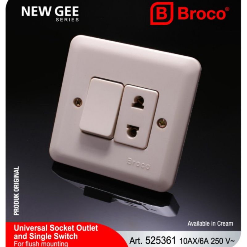 Engkel Stop Broco/ Saklar Stopkontak Broc/ Colokan Saklar Ib Merk Broco 525461 New Gee