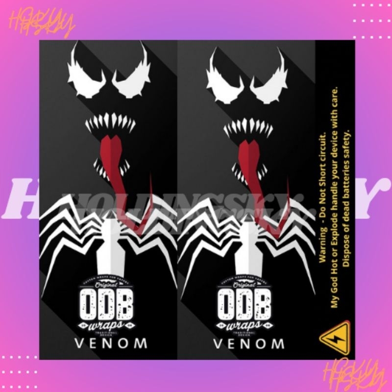 Skin Stiker Wrap Baterai 18650 Sepasang  Motif ODB VENOM V1 ( LIMITED EDITION ) Full Desain Untuk Me