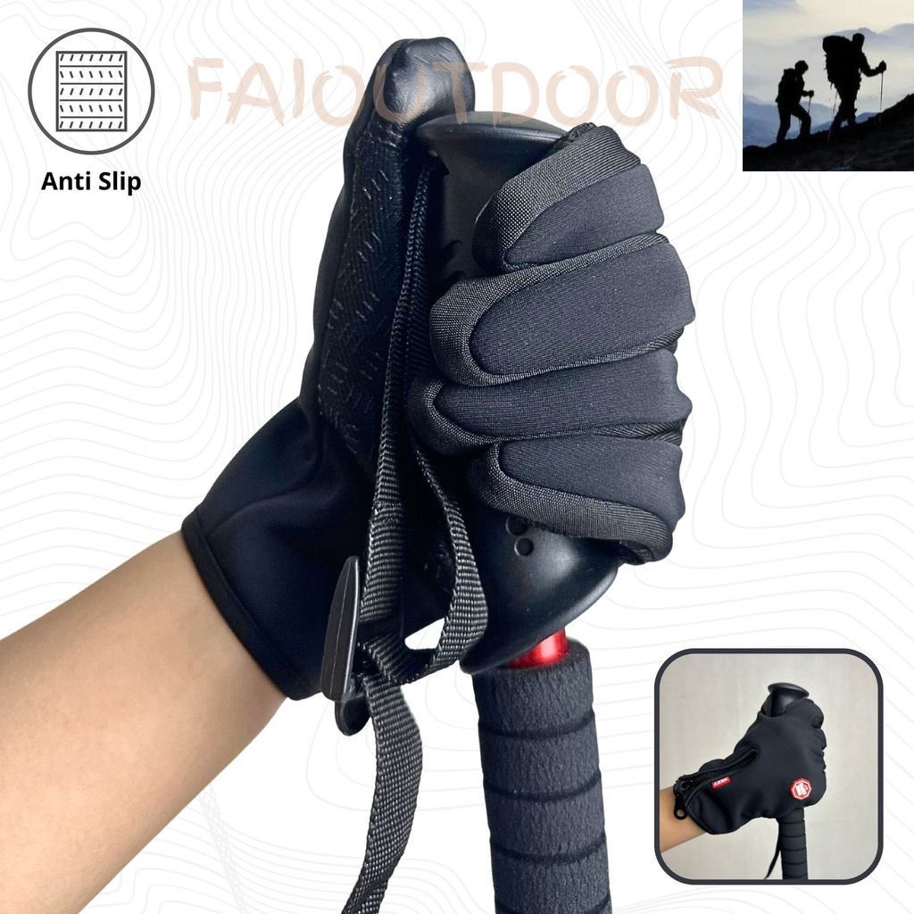 Sarung Tangan Rajut Unisex Sarung Tangan Zipper Resleting Water droplet proof Sarung tangan Sepeda Motor Touchscreen HP