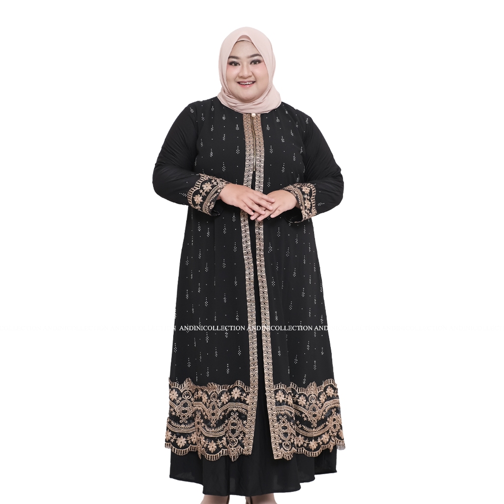 ANDINICOLLECTION Abaya Hitam JUMBO 310 LD 130-135 -  Gamis Hitam Jumbo / Gamis Wanita Abaya Hitam / 