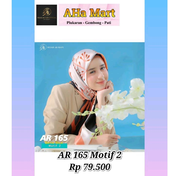 Hijab Segiempat Scarf AR 165 Satin Silk Motif 2 dan 3✅ Ar Rafi ✅ ORI Agen Resmi