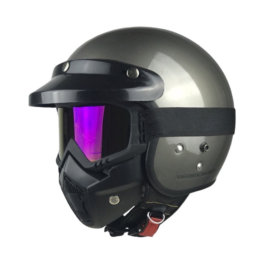 Helm Bogo classic Ccarrgloos kw Premium Full Leher/Google Mask /Helm Dewasa Pria Wanita SNI COD