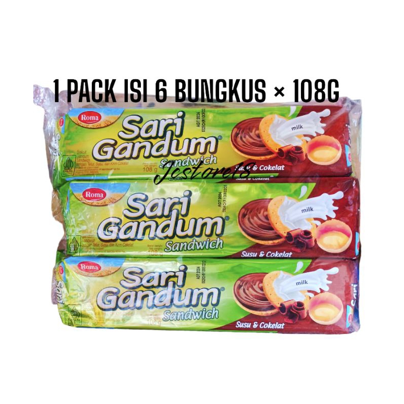 

[1 PACK] Roma Sari Gandum Sandwich Isi (6 bks × 108g)