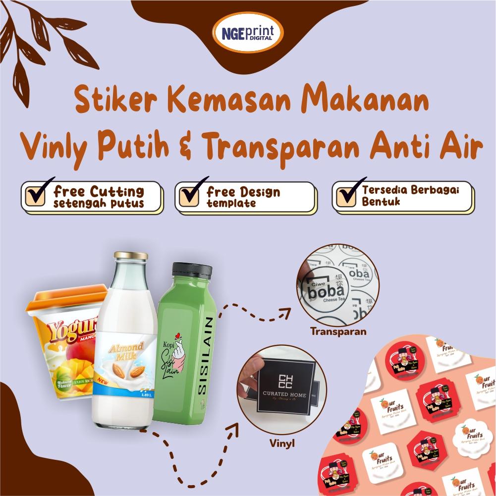 

Stiker Kemasan (ANTI AIR) / Stiker Kemasan Makanan Vinyl Putih /Stiker Label Kemasan ANTI AIR / Stiker Logo Transparant / Stiker Makanan Transparant / Stiker Label Kemasan Transparan / Stiker Minuman Transparant