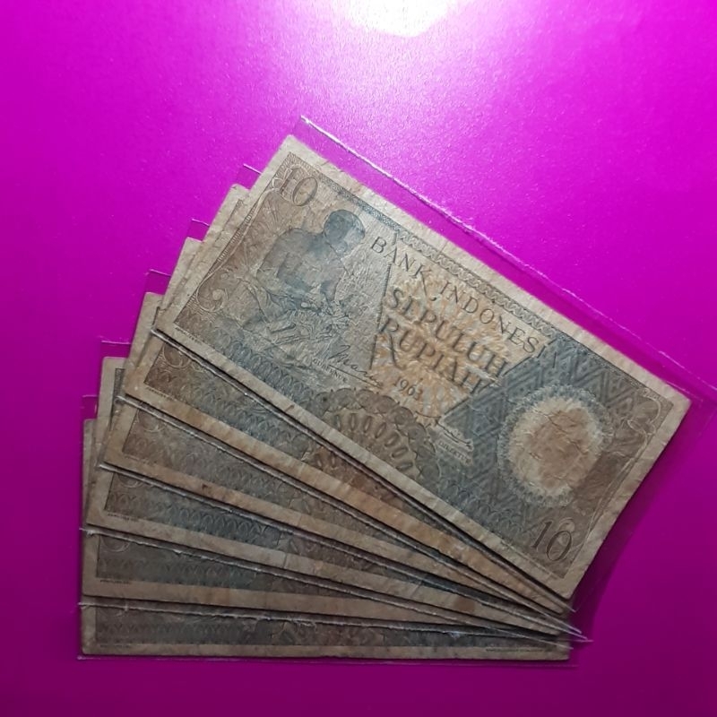 uang kuno 10 rupiah pekerja 1963