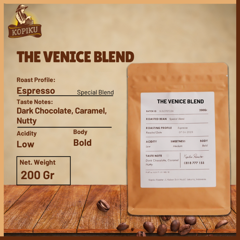 

Biji Kopi Bubuk The Venice Blend Arabika KI Honey Robusta Temanggung Grade 1 Coffee Roast Beans Espresso 200 gram