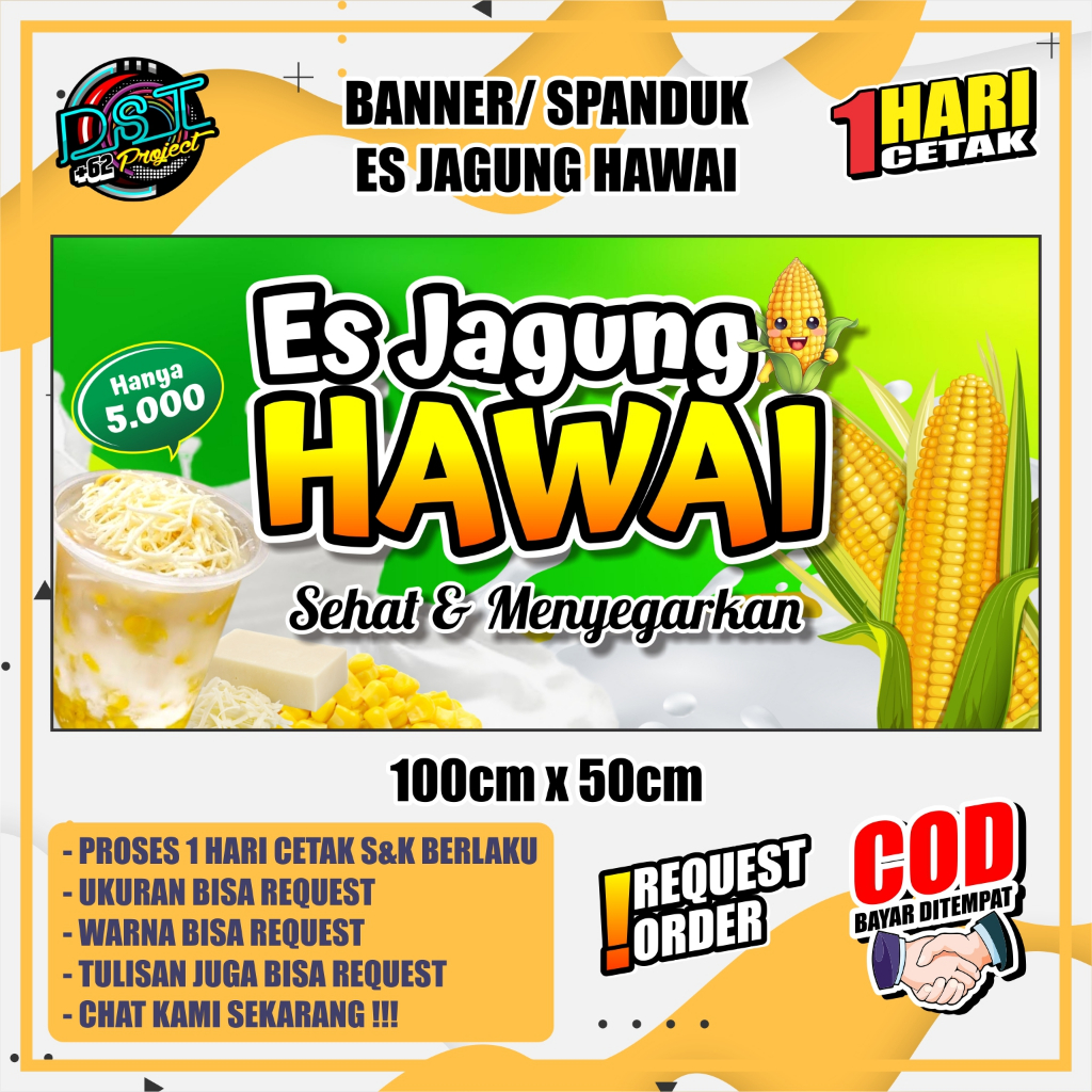 BANNER / SPANDUK ES JAGUNG HAWAI 100 X 50