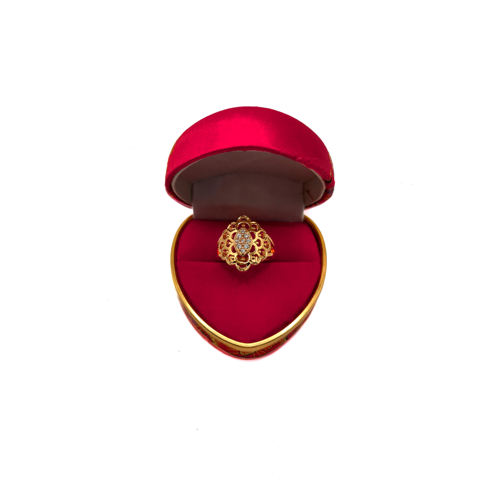 cincin arab mata putih oval lapis emas