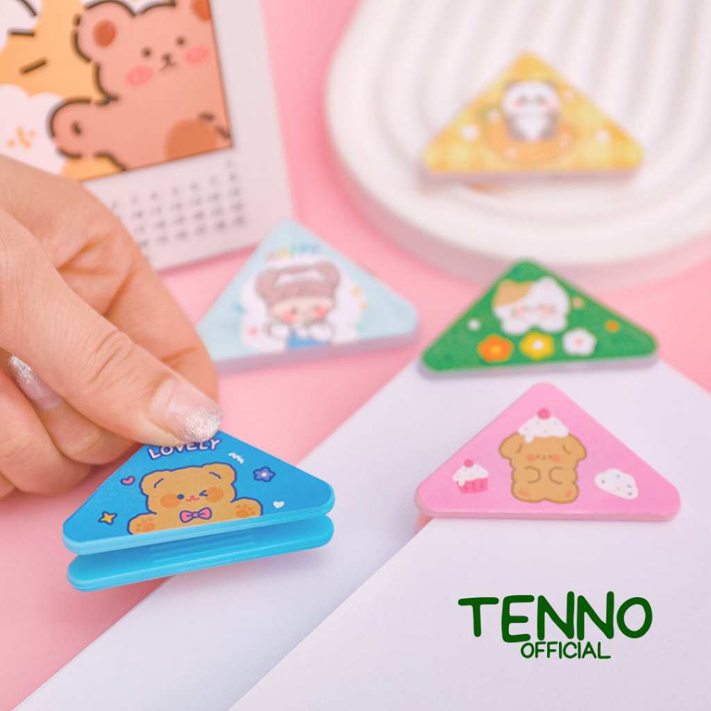 

TENNO Paper Clip Penjepit Klip Segitiga Untuk Sudut Kertas Buku Berwarna Aesthetic Estetik Full Color Lucu Imut