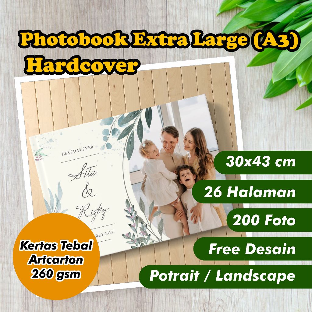 Photobook XL / A3 (26 hal) - 200 FOTO - 30 x 43 cm - Hardcover - Cetak Album Magazine Foto Book Kola