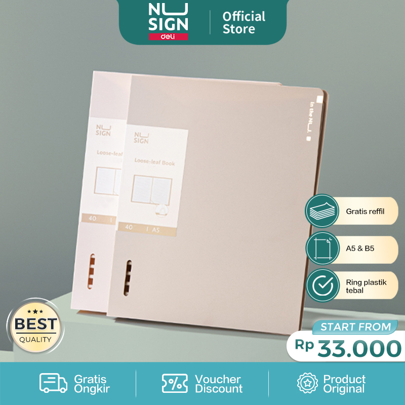 

Nusign Loose Leaf Notebook / Buku Binder A5/B5 Warna Pastel Isi 40 Lembar 80 gsm NS31X