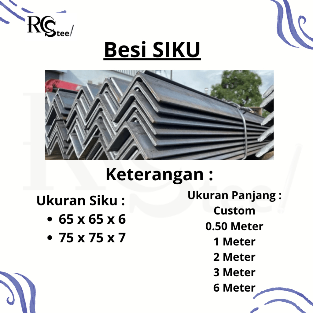 Besi Siku 65 x 65 x 6 x 2 Meter