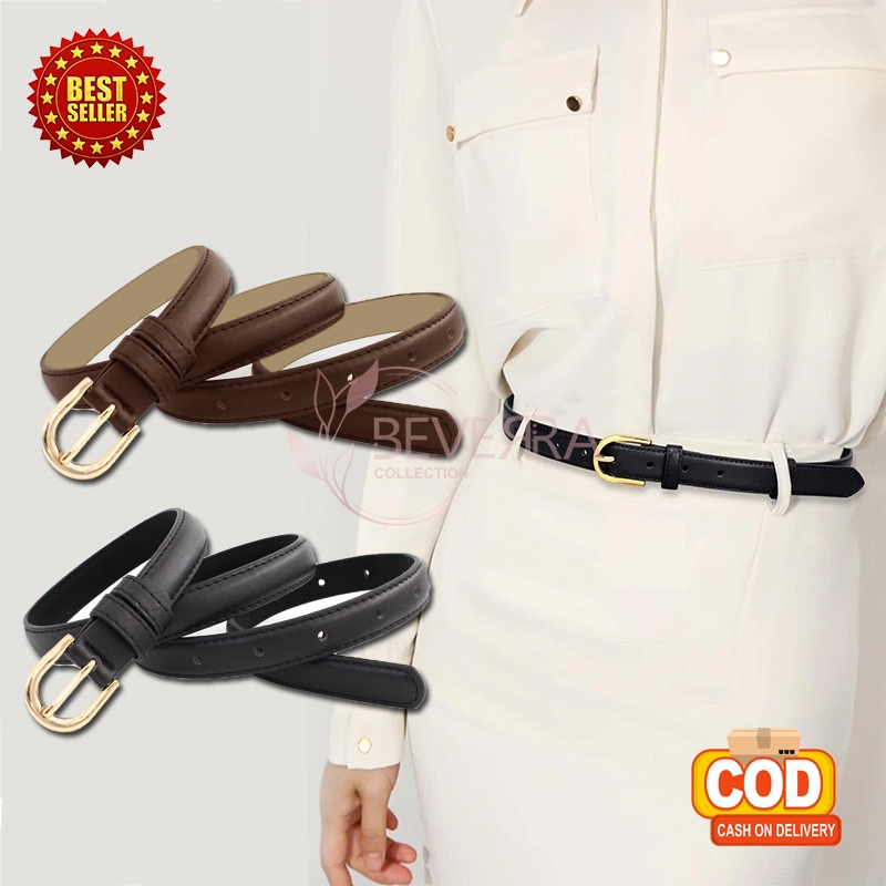 Ikat Pinggang Kulit Wanita Gesper Belt Sabuk Fashion Casual Korea Style Bahan Tebal Import BWAE