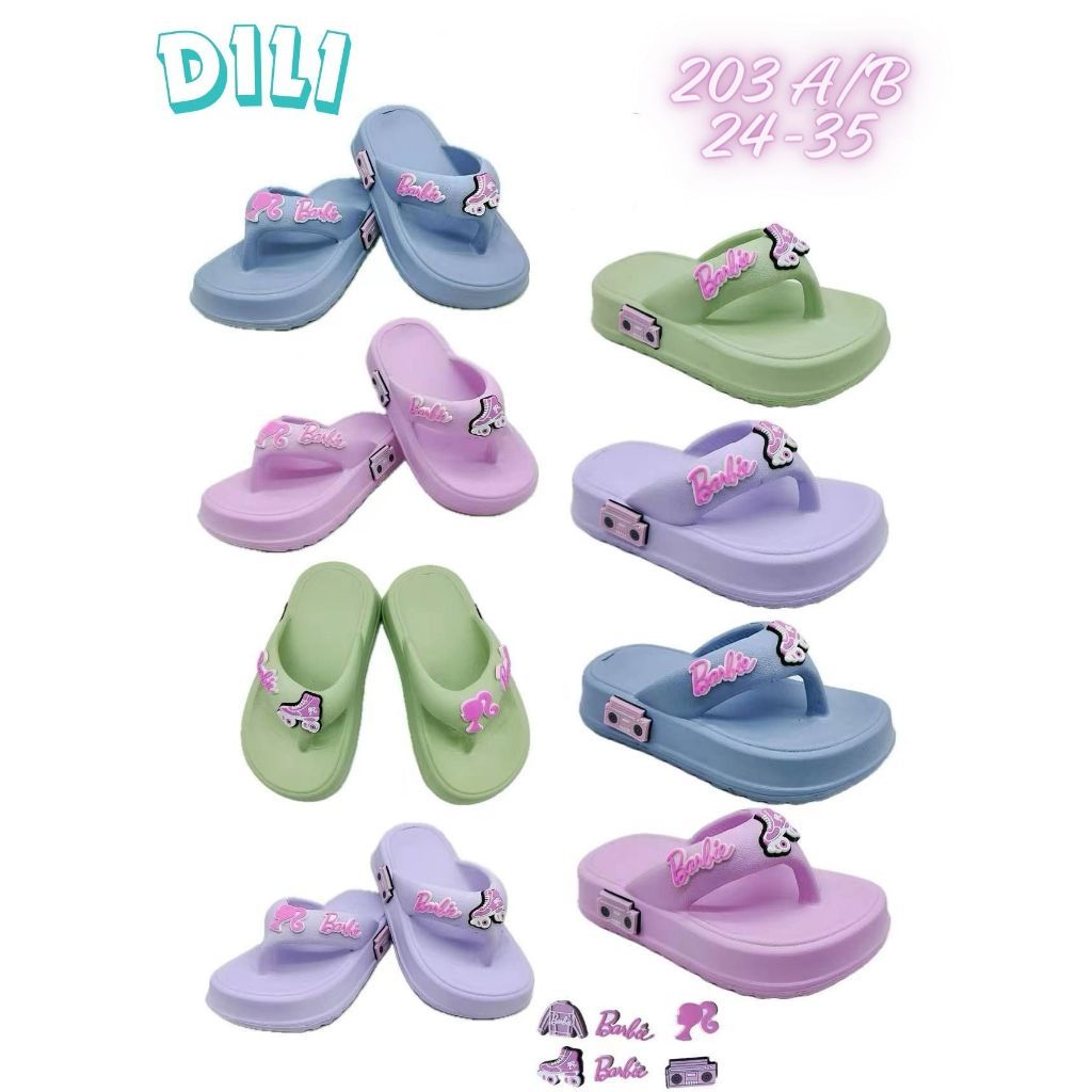 Sandal Jepit Anak Perempuan Jepit Jelly Anak Cewek Wedges Korea Style Terbaru Size 24-35 Karakter Barbie 203AB