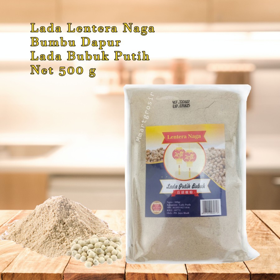 

LADA PUTIH LENTERA NAGA BUMBU DAPUR 500GR MERICA WHITE PEPPER BUBUK BUMBU DAPUR GARAM REMPAH WANGI