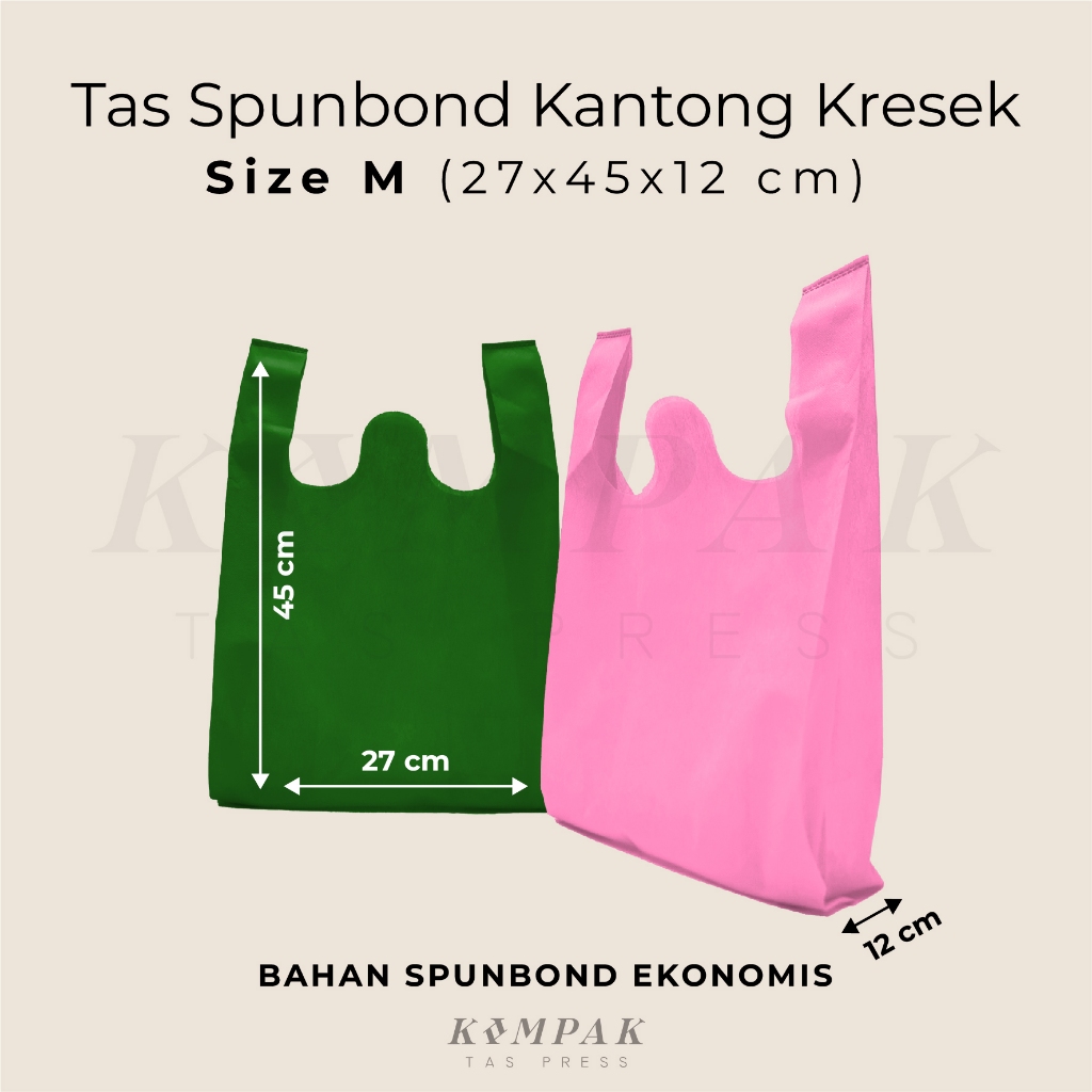 

1 KODI/20 PCS - Tas Kresek Spunbond 27x45x12 Kantong Goodie Bag Murah