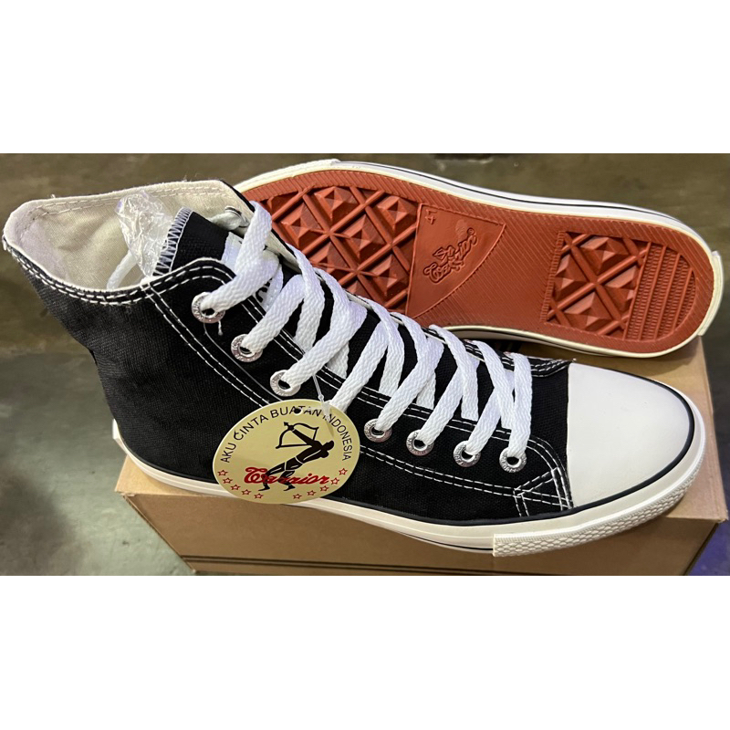 Warrior Sparta Hitam Putih HC - Sepatu Sekolah - Sepatu Warrior Tinggi Original