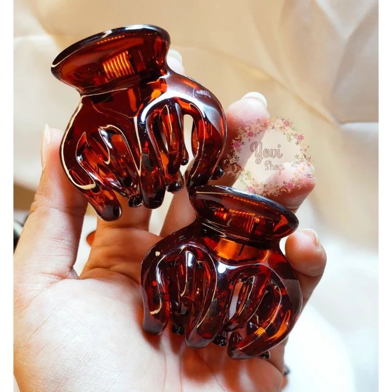 Jepit Rambut/Jedai Rambut Badai Declip Coklat Bening 5 Cakar 5Cm