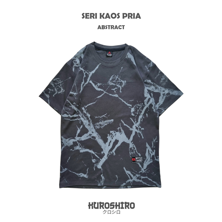 KUROSHIRO - Kaos Laki Laki Abstract Baju Pria Dewasa-GREY