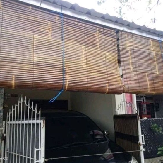 Tirai Bambu 300 x 150 Sudah Termasuk Katrol & Tambang Gulung - Tirai Bambu Gulung - Kerai Bambu Mura