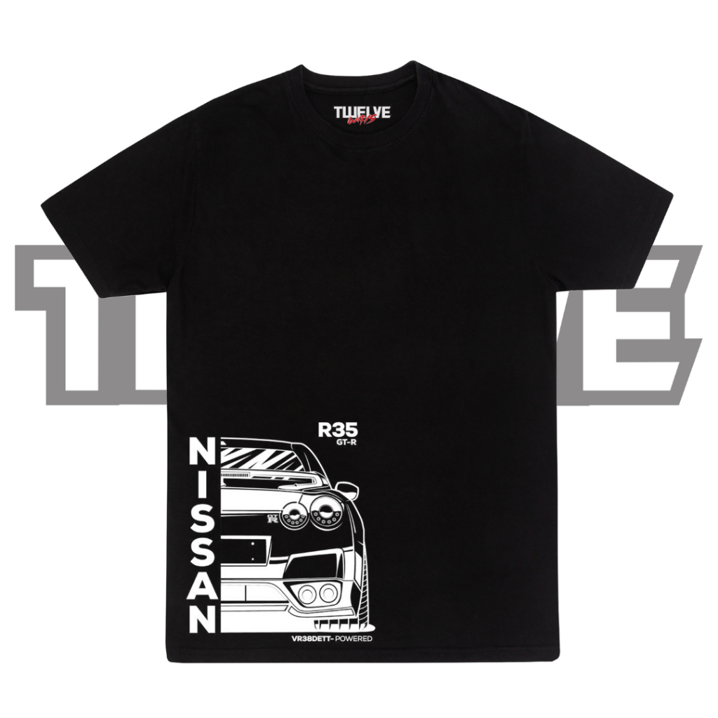 NISSAN SKYLINE GTR R35 | Black Reguler T Shirt | Kaos JDM | Atasan Pria Wanita | Baju Cewe Cowo | Un