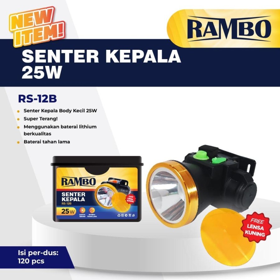 Senter Kepala Headlamp Cahaya Putih dan kuning Lampu Kepala Head Lamp