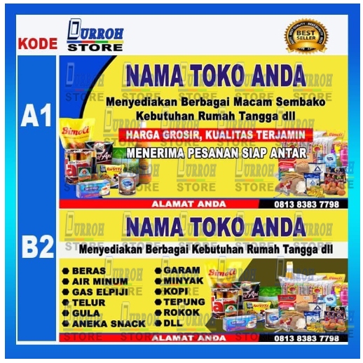 Spanduk / Banner Toko Kelontong / Toko Sembako Bisa Request
