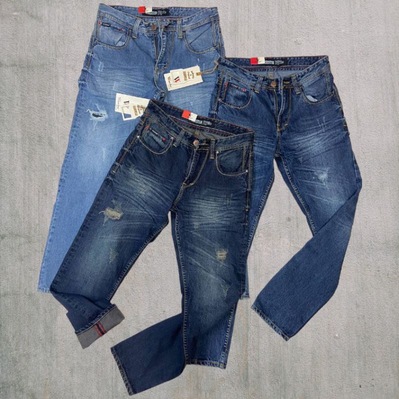 Celana Sobek Pria Original WAMBE JEANS Non_Strect Size 28 sampai 38 // Celana Jeans Sobek Cardinal Q
